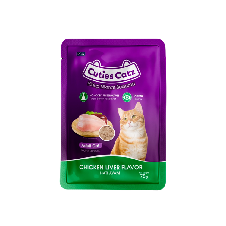 Cuties Catz Wet Cat Food Pouch - Chicken Liver Flavor