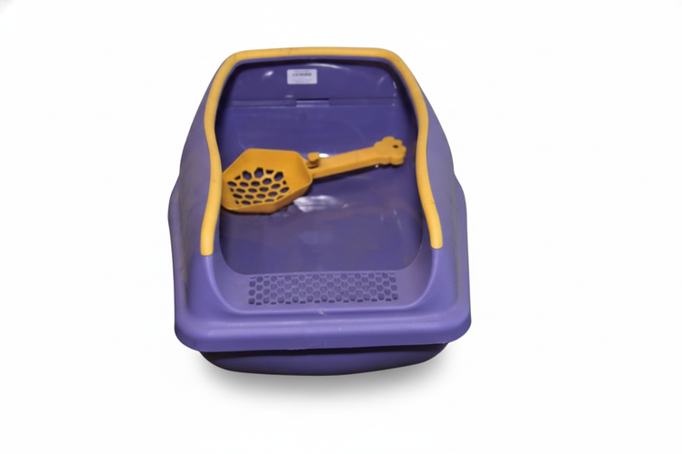 Anti-Scatter Cat Litter Box with Detachable Rim and Paw Cleaning Step