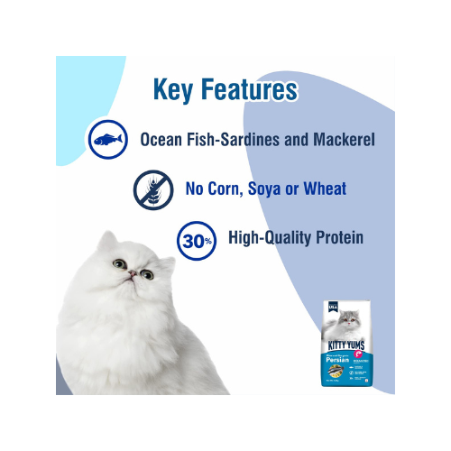 Kitty Yums Persian Adult Dry Cat Food, Ocean Fish, 7kg Pack