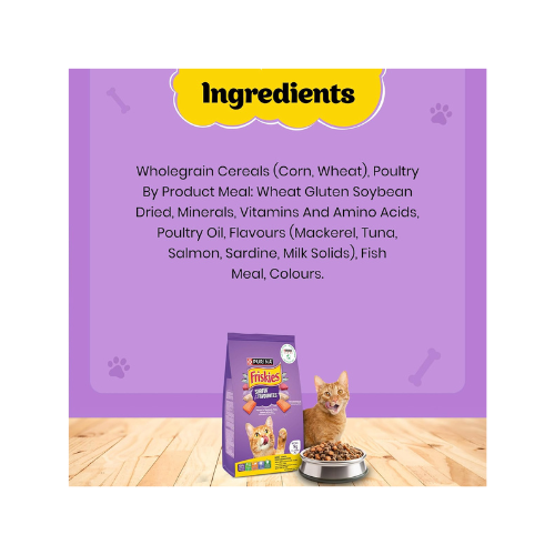 PURINA FRISKIES Surfin' Favourites Cat Food, Mackerel Tuna Salmon & Sardine Flavours, 1kg, Packet, Adult, Kibble