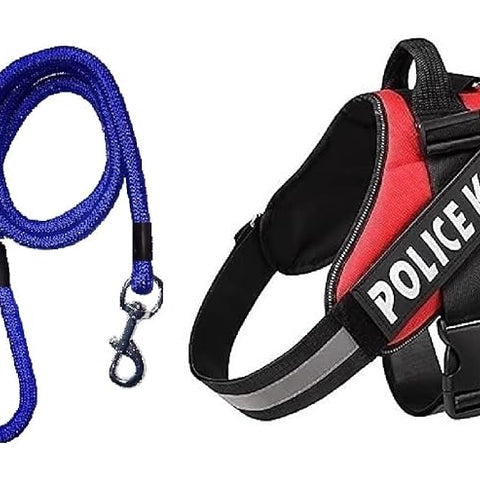 Hachiko Dog Harness with Rope | No Pull Dog Body Belt | Reflective Dog Vest Oxford Fabric | Soft Padded Easy Control Dog Chest Neck Belt | No More Pulling Or Choking (Small, Red,Blue)