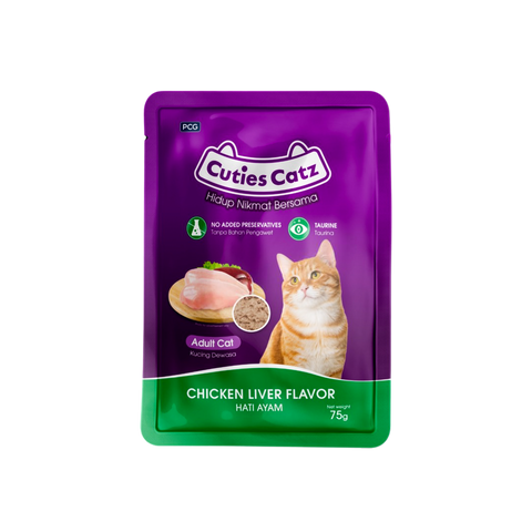 Cuties Catz Wet Cat Food Pouch - Chicken Liver Flavor