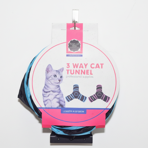 Rainbow 3-Way Cat Tunnel – Collapsible Interactive Play Tube with Peephole