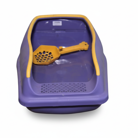 Anti-Scatter Cat Litter Box with Detachable Rim and Paw Cleaning Step