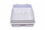 Premium Open Top Cat Litter Tray with High Rim & Scoop – White