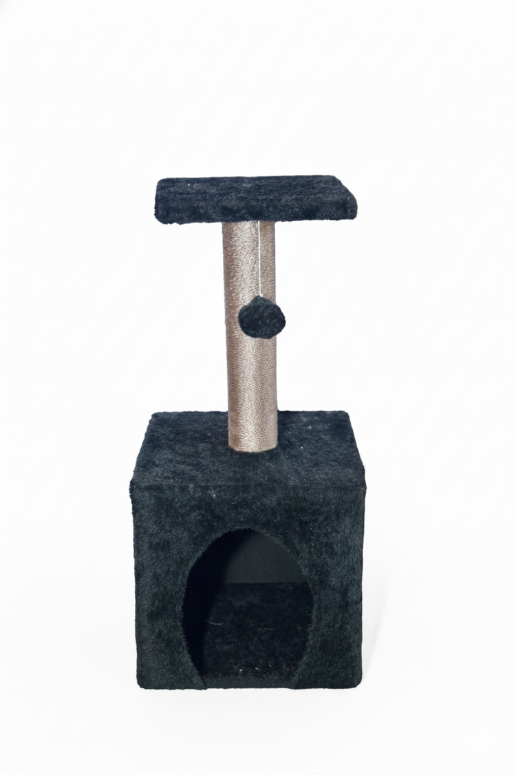 Plush Cat Tree with Scratching Post, Play Ball & Cozy Hideaway Box