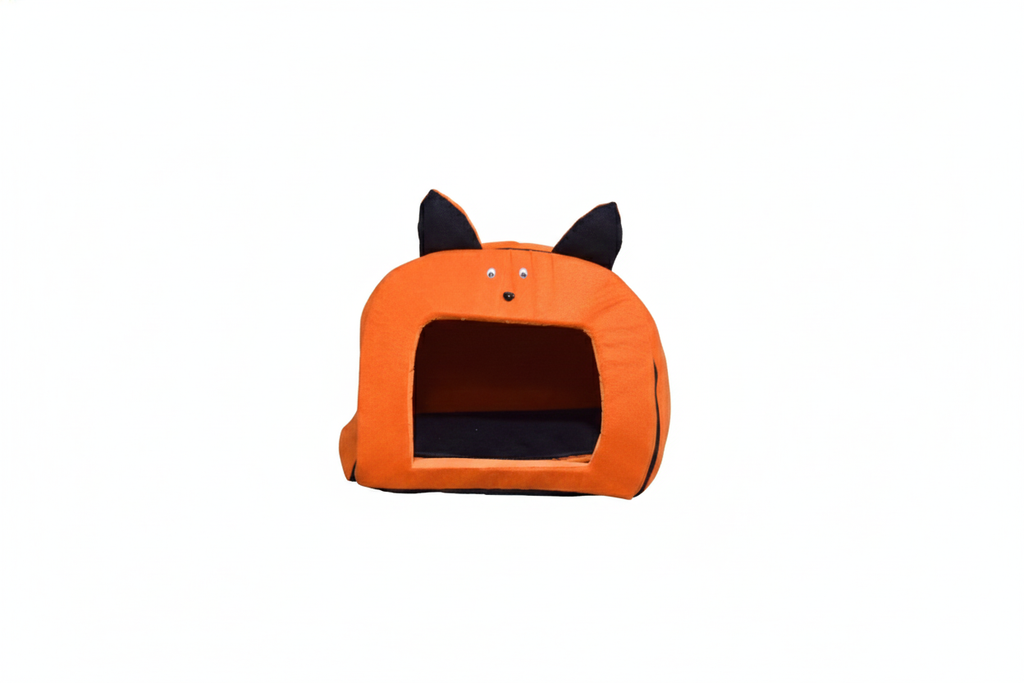 Soft Enclosed Pet Bed for Cats & Small Dogs – Warm Cave House with Ear Design