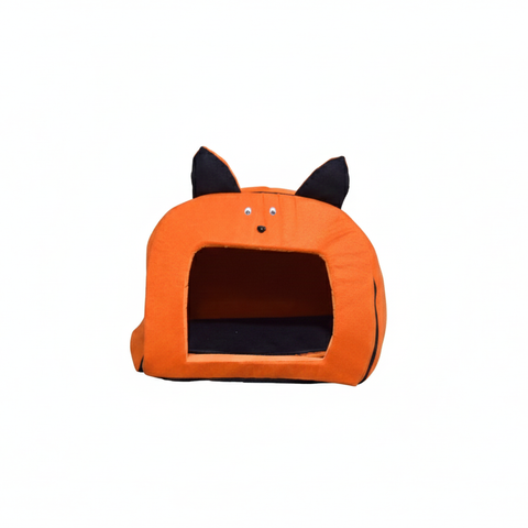 Soft Enclosed Pet Bed for Cats & Small Dogs – Warm Cave House with Ear Design