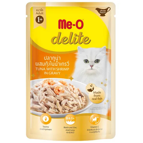 Me-O Delite Wet Cat Food (Adult) - Tuna with Shrimp in Gravy