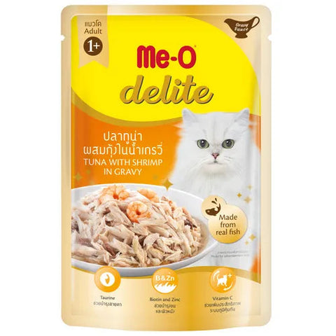 Me-O Delite Wet Cat Food (Adult) - Tuna with Shrimp in Gravy