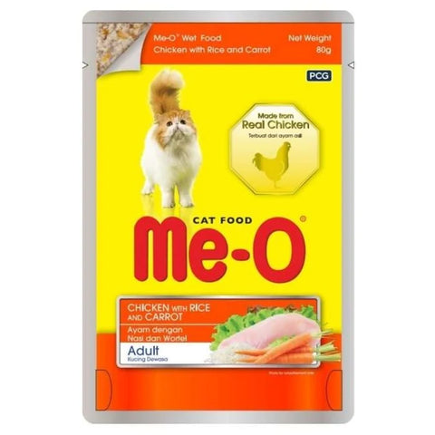 Me-O Wet Cat Food Pouch Adult Chicken with Rice and Carrot