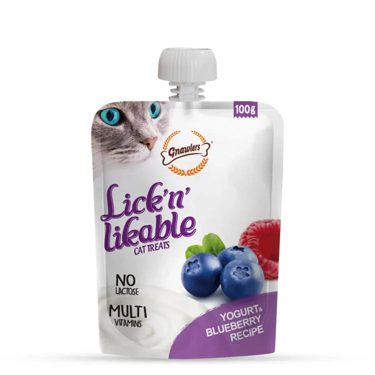 Gnawlers Lick n Lickable Cat Treat Yogurt & Blueberry