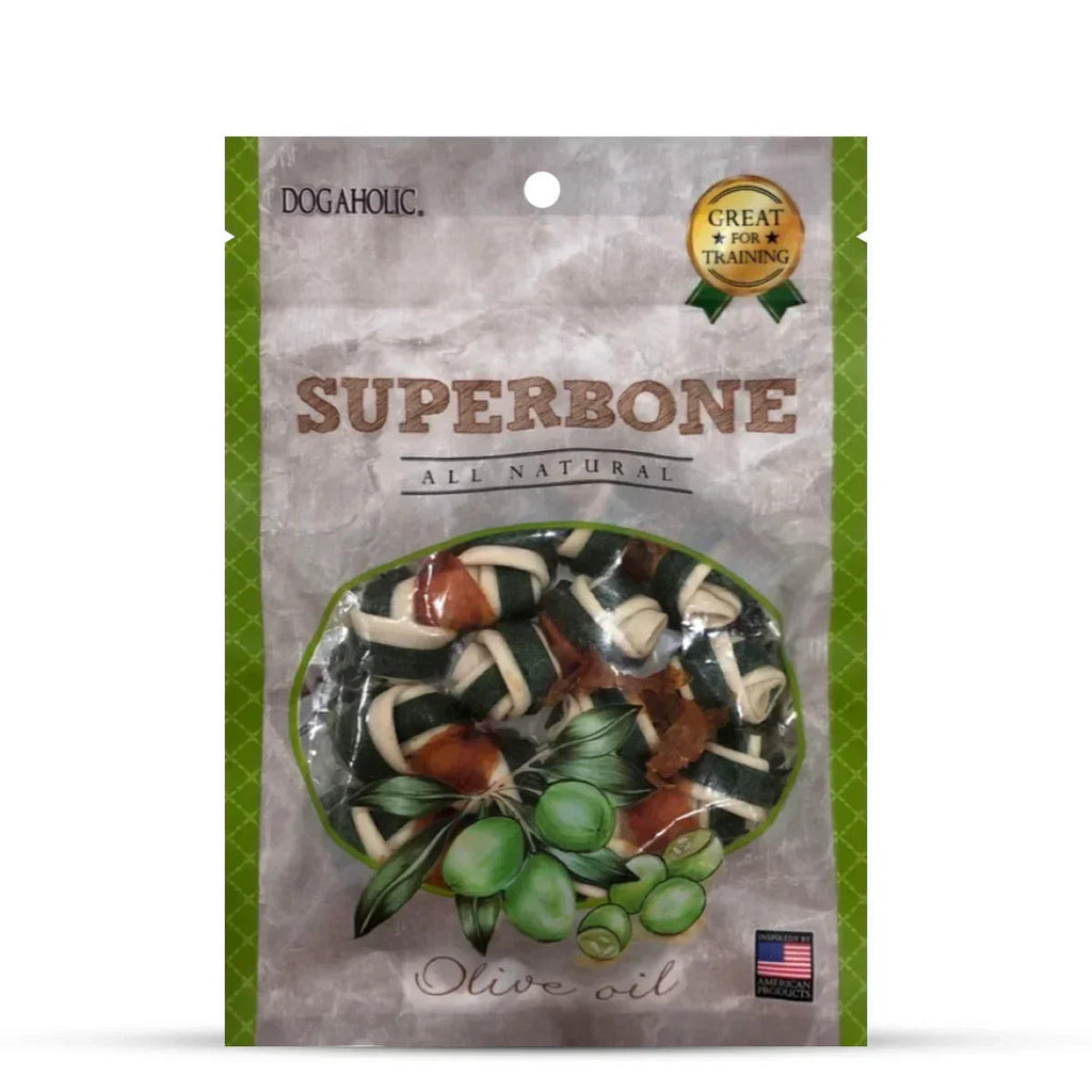 Dogaholic Superbone Chicken Knotted Dog Treat with Olive Oil Flavour