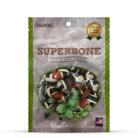 Dogaholic Superbone Chicken Knotted Dog Treat with Olive Oil Flavour
