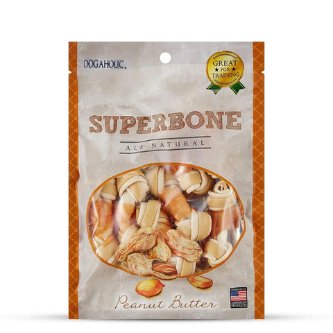 Dogaholic Superbone Chicken Knotted Dog Treat with Peanut Butter Flavour