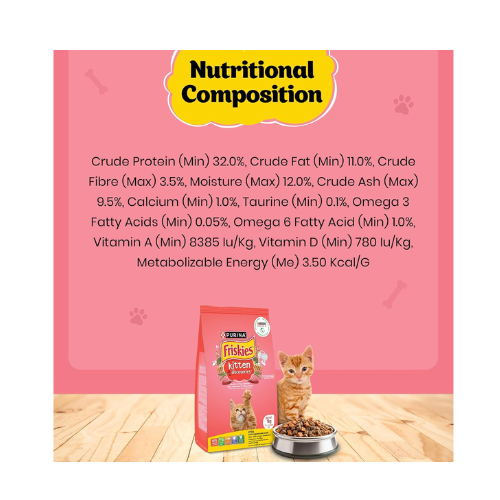 PURINA Friskies Kitten Discoveries Kitten Food,Tuna Chicken Milk Vegetables & Whole Grain Flavours,1 Kg Packet,Granule