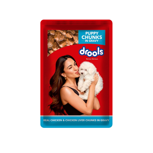 Drools Puppy Wet Dog Food, Real Chicken and Chicken Liver Chunks in Gravy,10 Pouches + 2 Pouches Free (12 x 60g)
