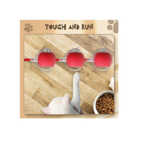 Cat Toys Rolling Ball Dog Ball,Self Rolling Dog Ball Interactive Cat Toys Automatic Cat Toy Self Moving Dog Toys, 360° Smart Automatic Rolling Ball Toy Electric Dog Balls for Cat (Red)
