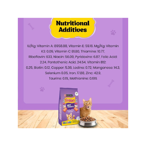 PURINA FRISKIES Surfin' Favourites Cat Food, Mackerel Tuna Salmon & Sardine Flavours, 1kg, Packet, Adult, Kibble
