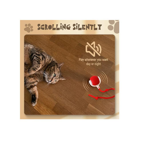Cat Toys Rolling Ball Dog Ball,Self Rolling Dog Ball Interactive Cat Toys Automatic Cat Toy Self Moving Dog Toys, 360° Smart Automatic Rolling Ball Toy Electric Dog Balls for Cat (Red)