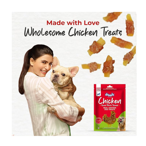 Drools Real Chicken Sweet Potato Twinned Roll, Dog Treats, 70gm | Rich in Protein, No Artificial Preservatives | Best for Training & Bonding | for Puppy & Adult