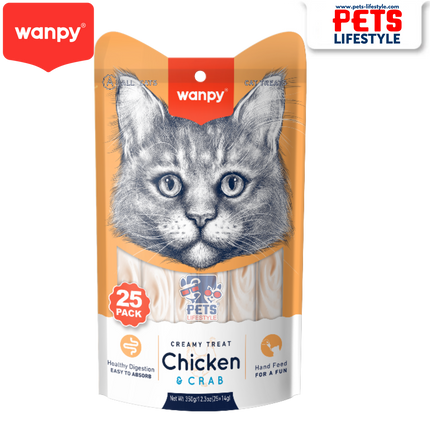 Wanpy Creamy Treat (25 Tubes) - Chicken & Crab (350g)