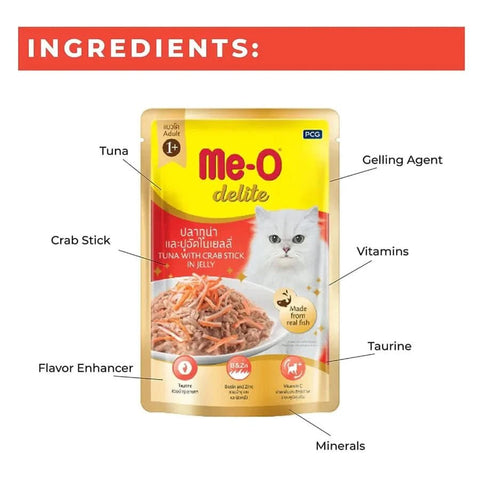 Me-O Delite Wet Cat Food (Adult) - Tuna with Crab Stick in Jelly
